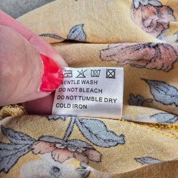 Floral Sundress Size Medium Yellow Flower Print Dress Summer Boho Beach Resort - Picture 15 of 15